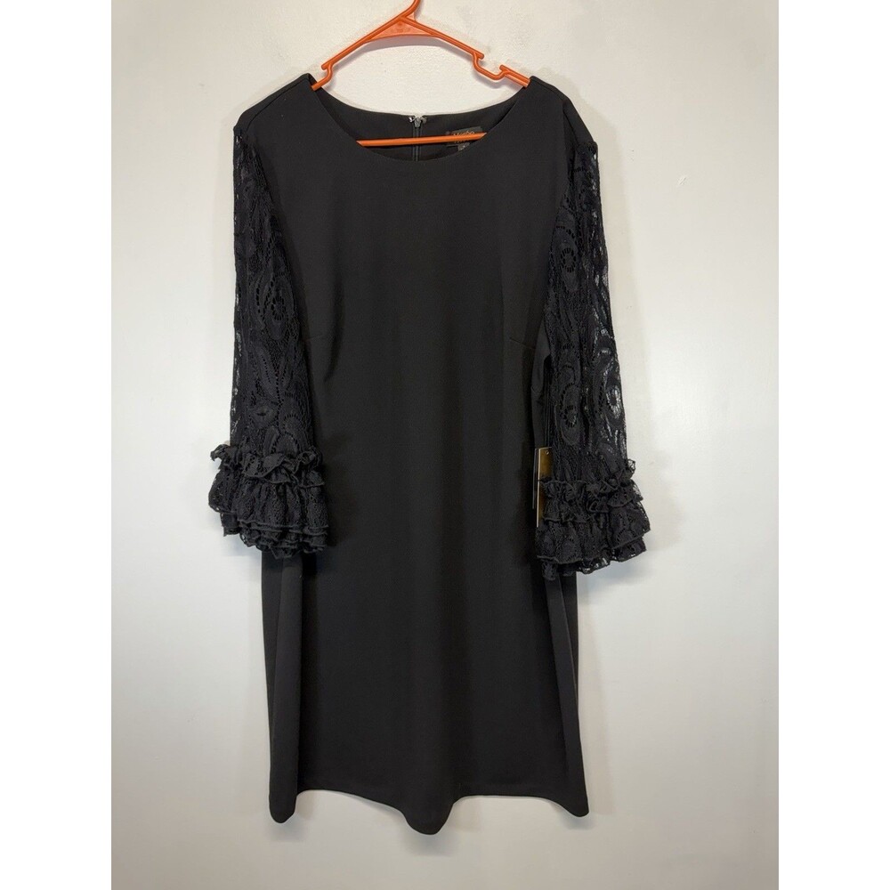 NWT Maree Pour Toi Womens Plus Size 18 3/4 Ruffle-Cuff Sleeves Shift Dress midi